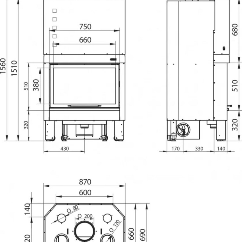 Focar FAVILLA 75 + Distributie Aer Focar FAVILLA 75 + Distributie Aer