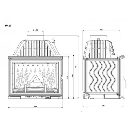 Kawmet W17 EKO - 16 kW Focar șemineu fontă
