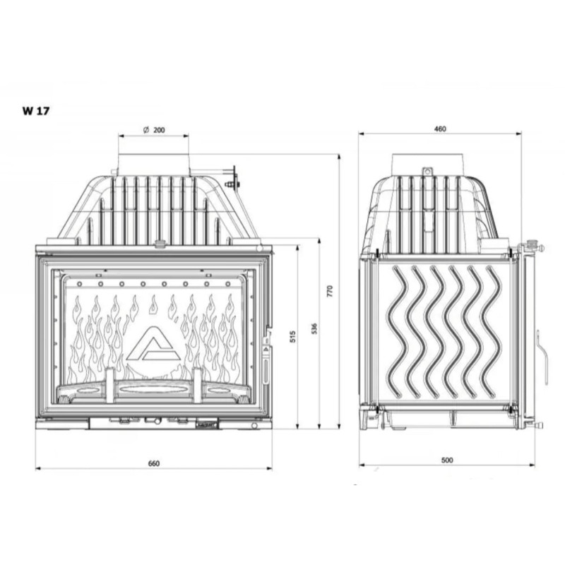 Kawmet W17 EKO - 16 kW Focar șemineu fontă Kawmet W17 EKO - 16 kW Focar șemineu fontă