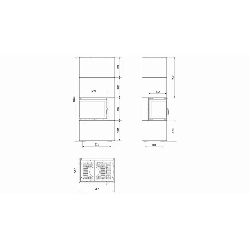 SIMPLE BOX stanga negru - semineu complet SIMPLE BOX stanga negru - semineu complet
