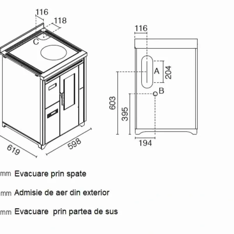 SOBA PE PELETI NINA 7.5KW - NEGRU - INCASTRABILA SOBA PE PELETI NINA 7.5KW - NEGRU - INCASTRABILA