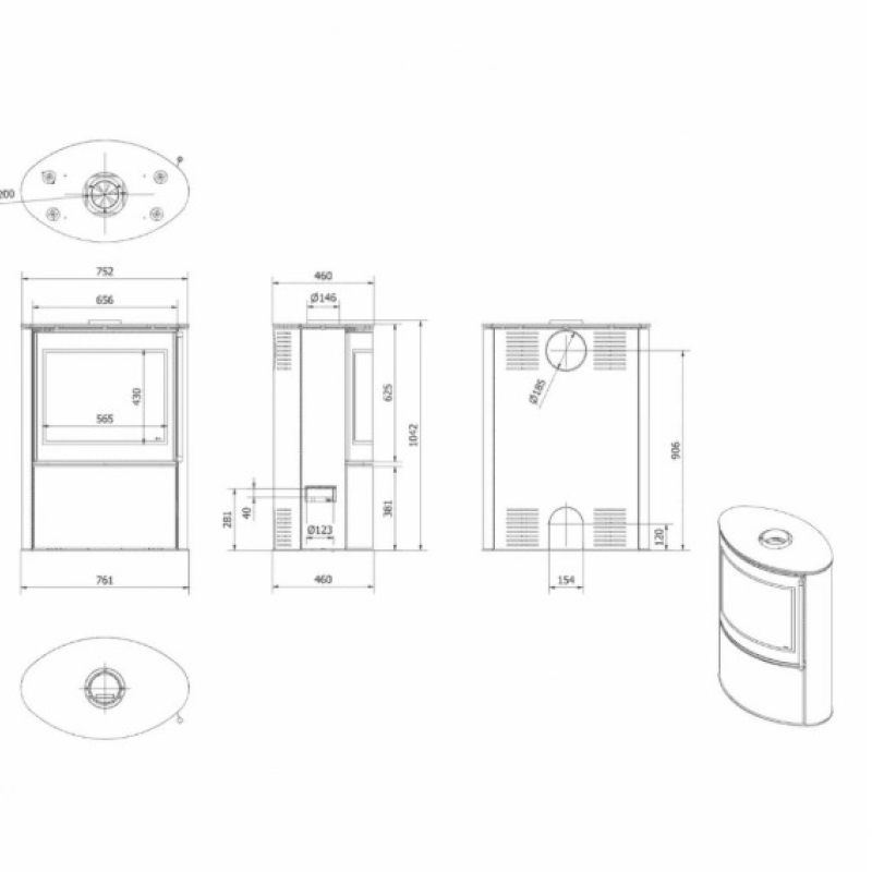 Soba otel Bjorn 8kW - Samota neagra Soba otel Bjorn 8kW - Samota neagra