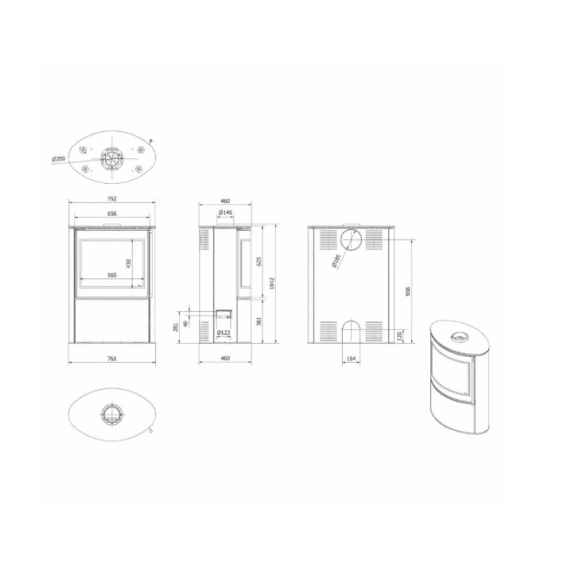 Soba otel Bjorn 8kW - Samota neagra Soba otel Bjorn 8kW - Samota neagra