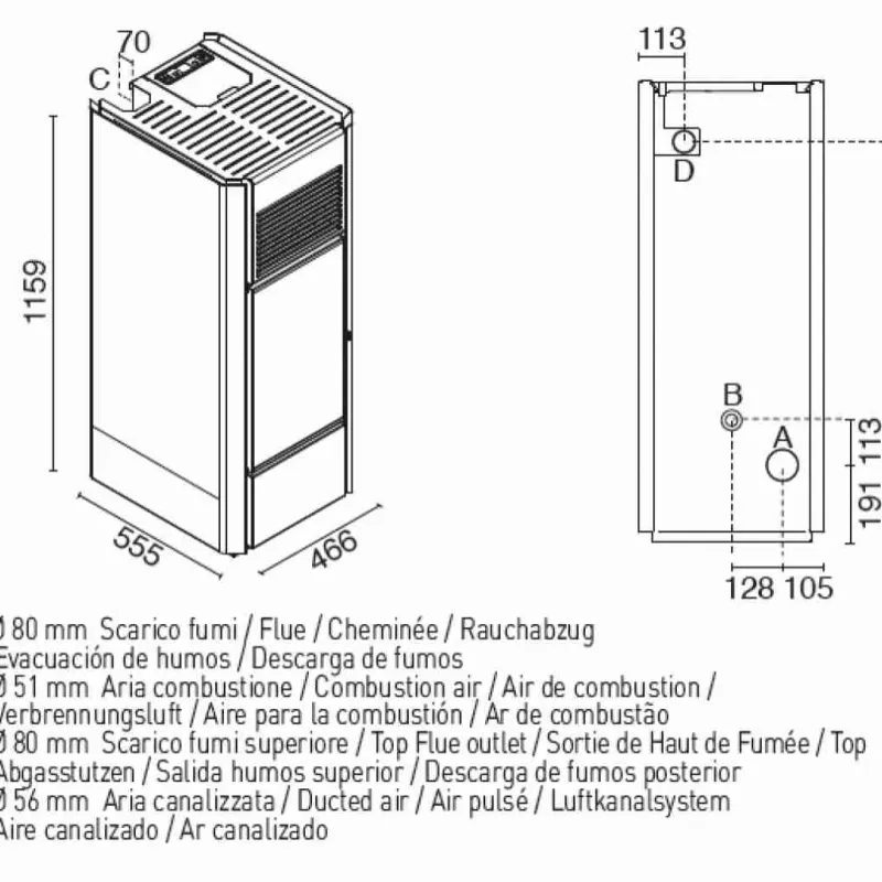 SOBA PELETI 15KW - INES ALB - 2 Ventilatoare SOBA PELETI 15KW - INES ALB - 2 Ventilatoare