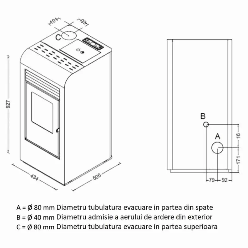 SOBA PE PELETI 9,5KW - GIADA SNOW + piese racordare SOBA PE PELETI 9,5KW - GIADA SNOW + piese racordare