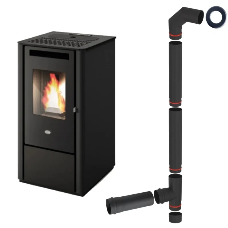 SOBA PELETI 9.5KW - KALI NERO + piese racordare SOBA PELETI 9.5KW - KALI NERO + piese racordare