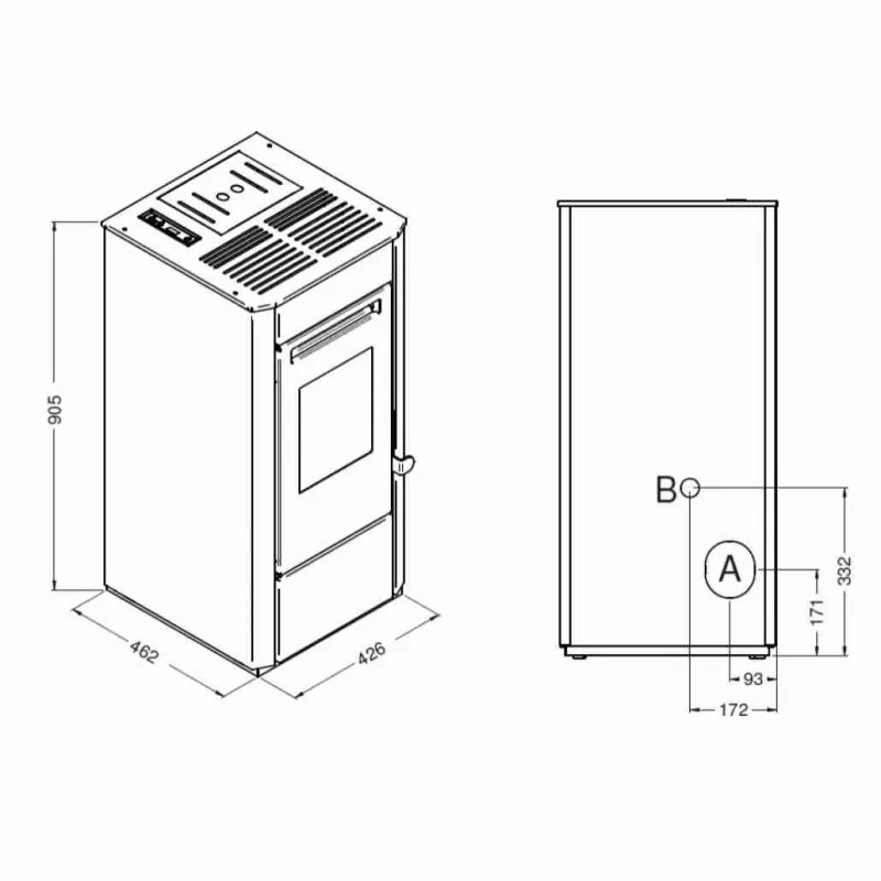 Soba pe peleti Elsa - 9.5kW Alb Soba pe peleti Elsa - 9.5kW Alb