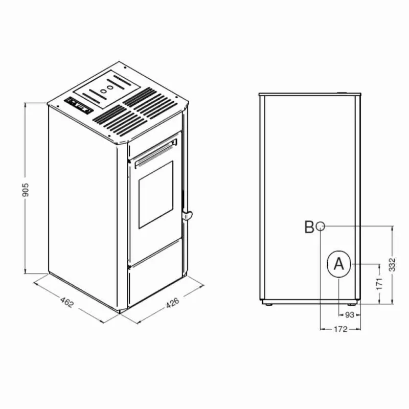 Soba pe peleti Elsa - 9.5kW Alb Soba pe peleti Elsa - 9.5kW Alb