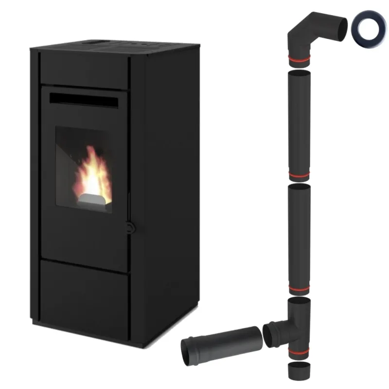 Soba pe peleti Elsa - 9.5kW Negru + piese racordare Soba pe peleti Elsa - 9.5kW Negru + piese racordare