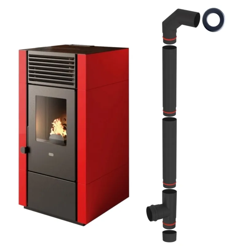 Soba pe peleti Poly - 9.5kW Rubin + piese racordare Soba pe peleti Poly - 9.5kW Rubin + piese racordare