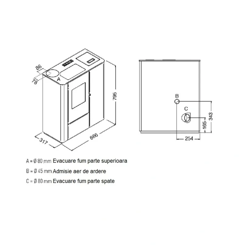 SOBA PELETI VALE SLIM 3-8 kw - NEGRU SOBA PELETI VALE SLIM 3-8 kw - NEGRU