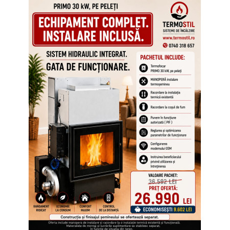 PRIMO 30 kw -Termosemineu pe peleti + INSTALARE INCLUSA