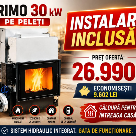PRIMO 30 kw -Termosemineu pe peleti + INSTALARE INCLUSA