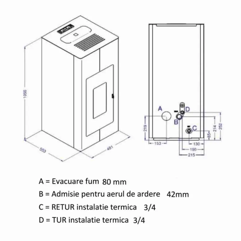 TERMOSEMINEU PE PELETI ILARIA 17.5KW - ROSU + piese racordare TERMOSEMINEU PE PELETI ILARIA 17.5KW - ROSU + piese racordare